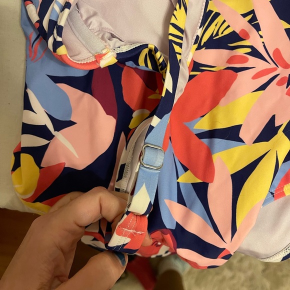 Cupshe Floral One Piece Swimsuit - Blue and Yellow - Picture 4 of 5